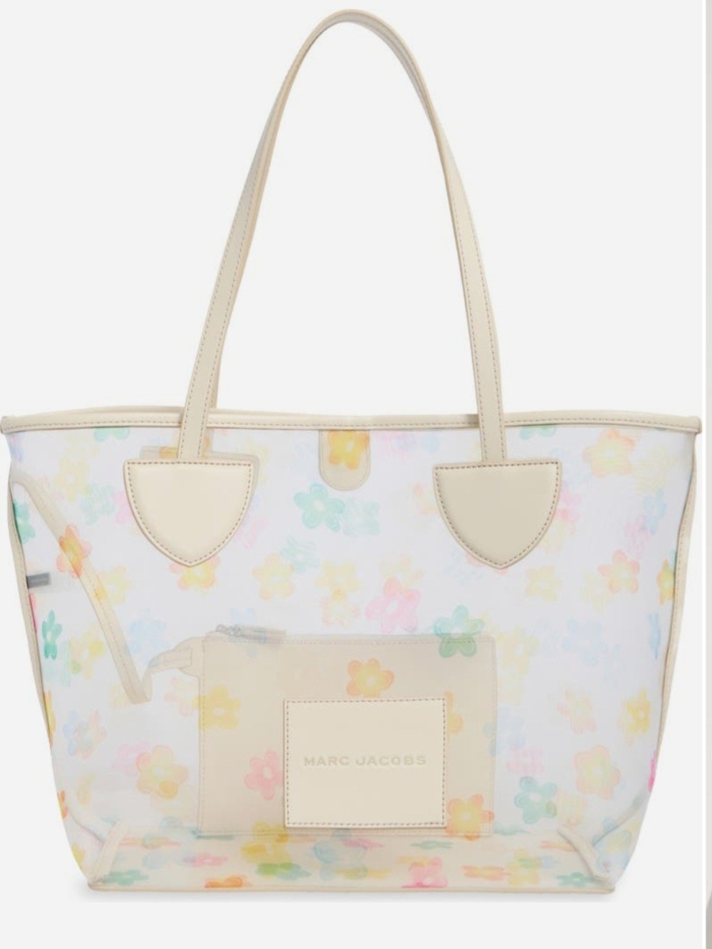 Marc Jacobs Pastel Floral Cream Tote With Pouch